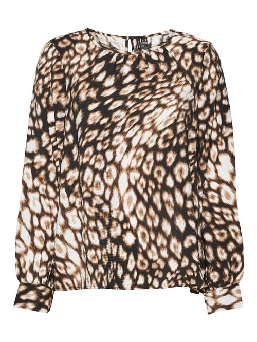 VERO MODA Bluse 'JOSIE RIKA'  beige / lysebeige / sort