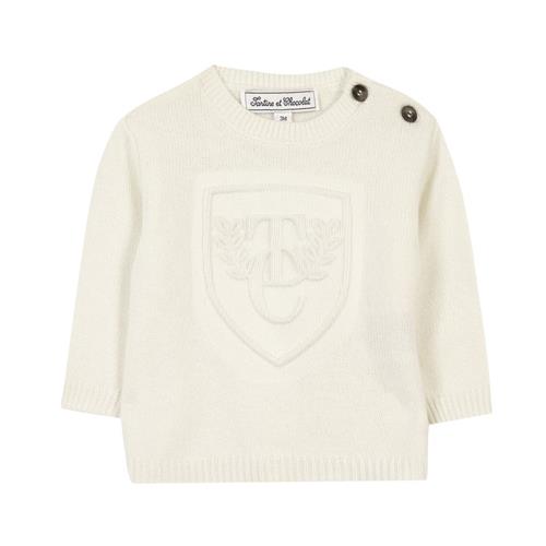 Tartine et Chocolat Perlestrik-sweater i cremefarvet uldblanding |  | 6 months