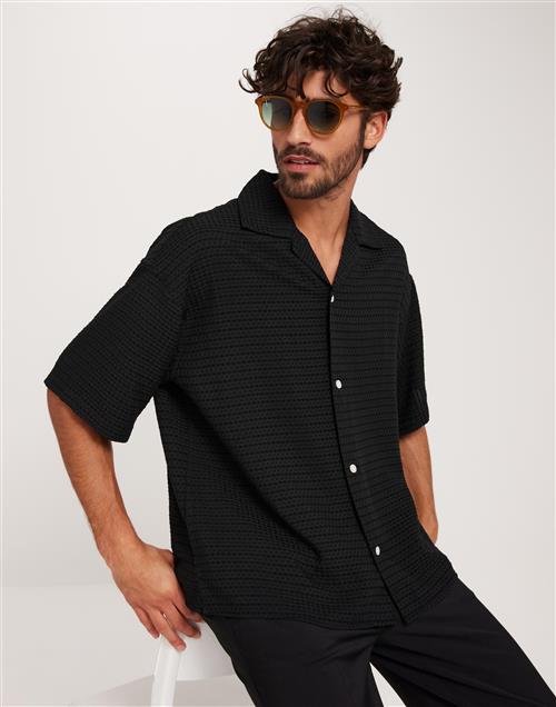 Jack & Jones Jornoto Structure Resort Shirt Ss Kortærmede skjorter Sort