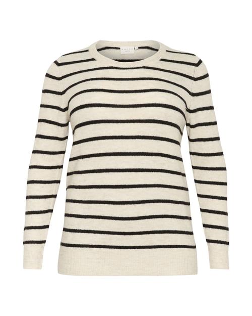 KAFFE CURVE Pullover 'Linda'  beige / sort