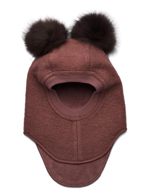 Huttelihut Balaclava Wool Alpaca Pompoms Huttelihut Burgundy