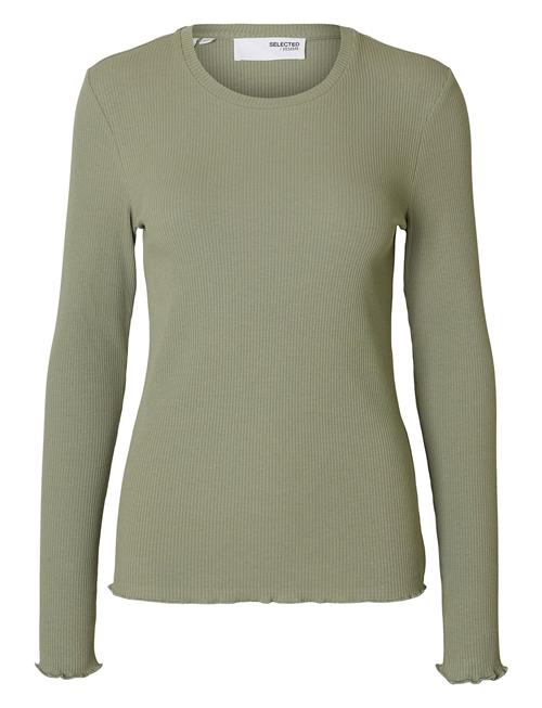 Slfanna Ls Crew Neck Tee S Noos Selected Green
