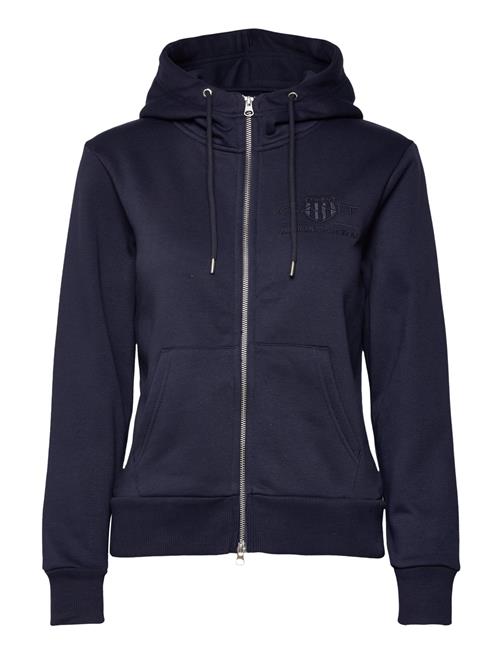 Reg Tonal Shield Zip Hoodie GANT Navy