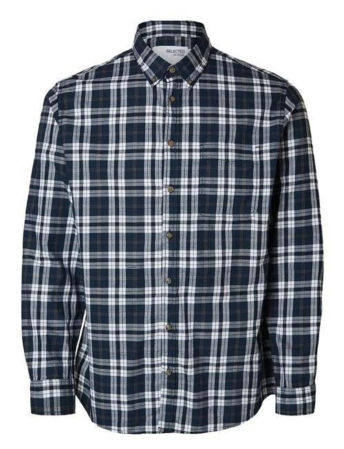 Slhslimowen-Brushed Shirt Ls D Selected Navy