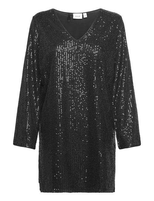 Viglitas Deep V-Neck L/S Sequin Dress Vila Black