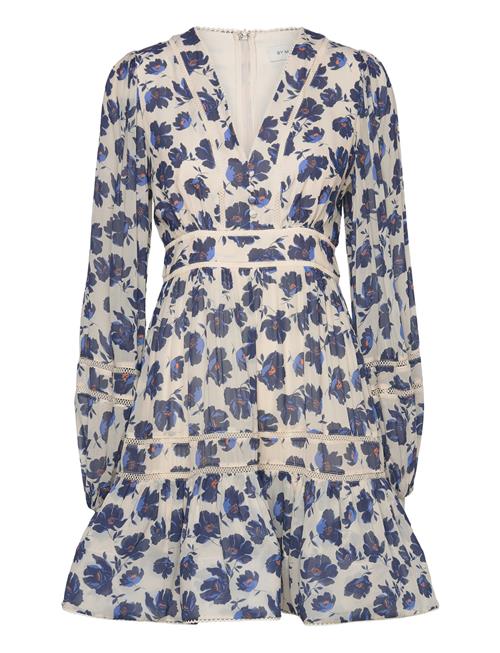 Malina Ariella Printed Ruffled Mini Dress Malina Blue