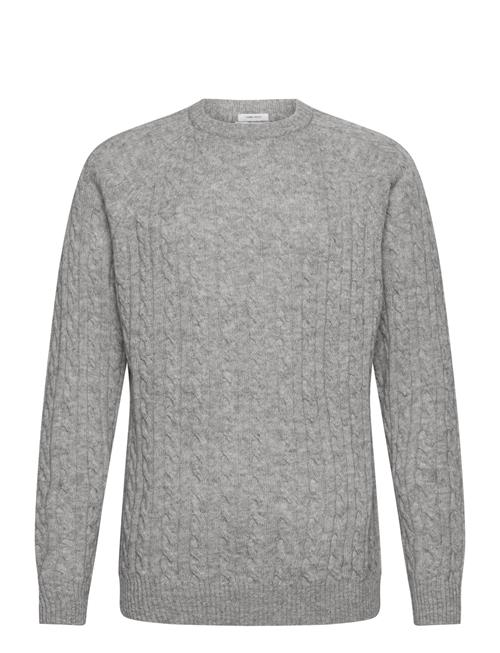 Lindbergh Lambswool Raglan Cable O-Neck Knit Lindbergh Grey