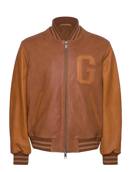 Leather Varsity Jacket GANT Brown