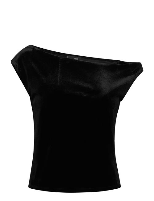 Asymmetric Velvet Top Mango Black