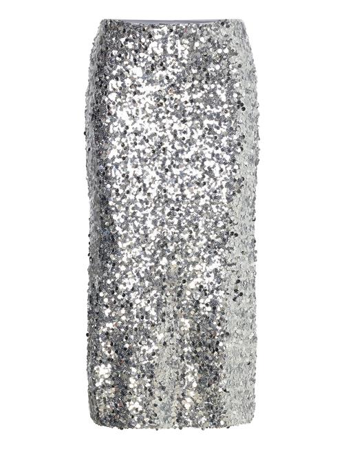 Sequin Midi Skirt Mango Silver