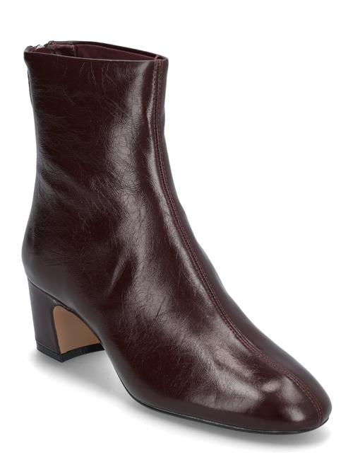 Mango Zipped Leather Ankle Boots Mango Brown