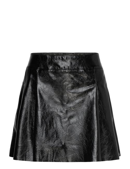 Leather-Effect Pleated Mini-Skirt Mango Black