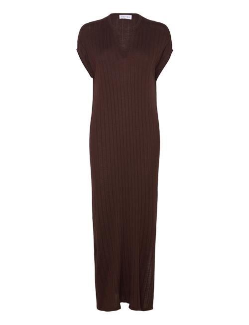 Fine Knit Cap Sleeve Dress Davida Cashmere Brown