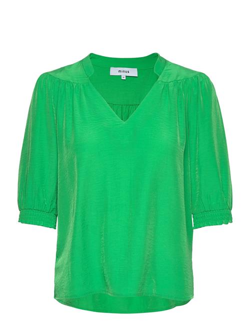 Ayame V-Neck Short Sleeve Blouse Minus Green