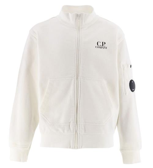 Se C.P. Company Cardigan - Gauze White m. Sort ved KidsWorld