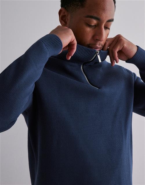 Selected Homme Slhdane Ls Knit Structure Half Zip Half zip Blå