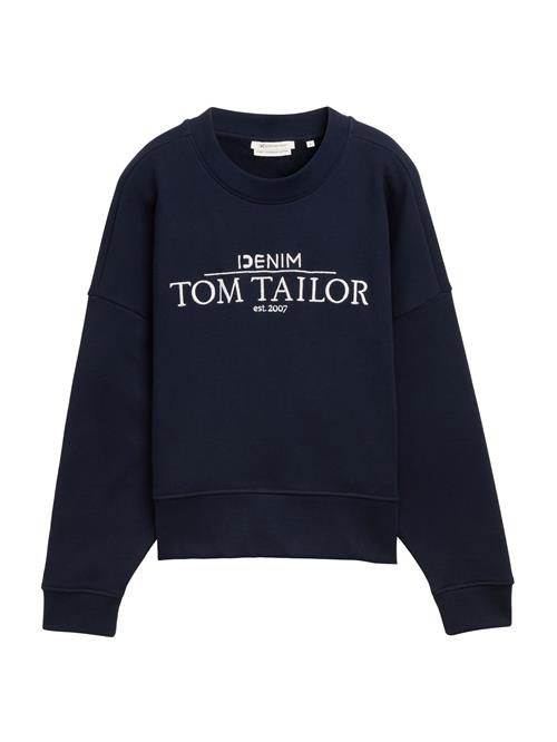 TOM TAILOR DENIM Sweatshirt  mørkeblå / hvid