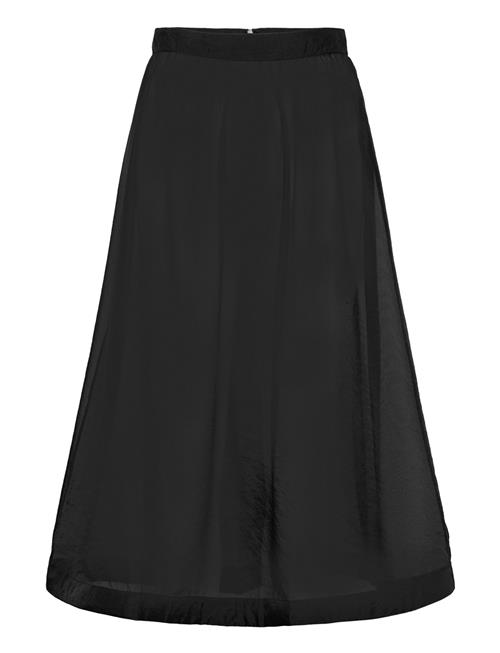 Hayden Pleated Wide Organza Midi Skirt Malina Black