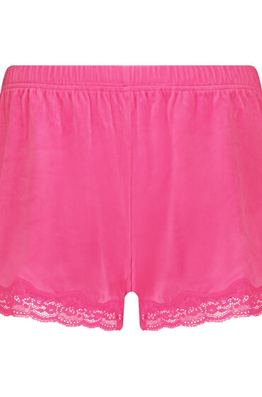 Se Hunkemöller Shorts velour Lace pink ved Hunkemøller