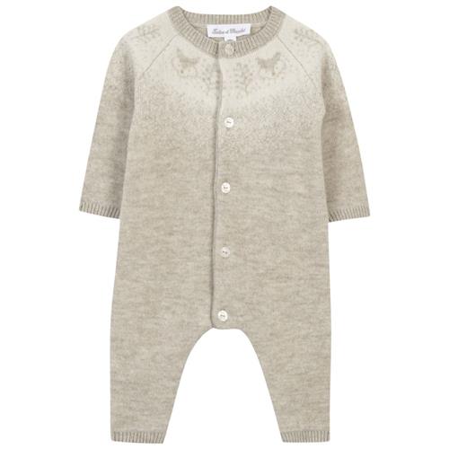 Tartine et Chocolat Uld-kashmir-strikket onesie Heather Sand | Beige | 18 months