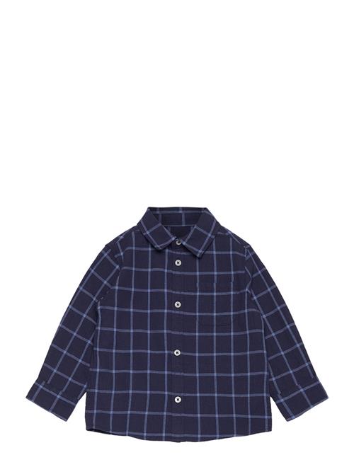 Mango Check Cotton Shirt Mango Navy