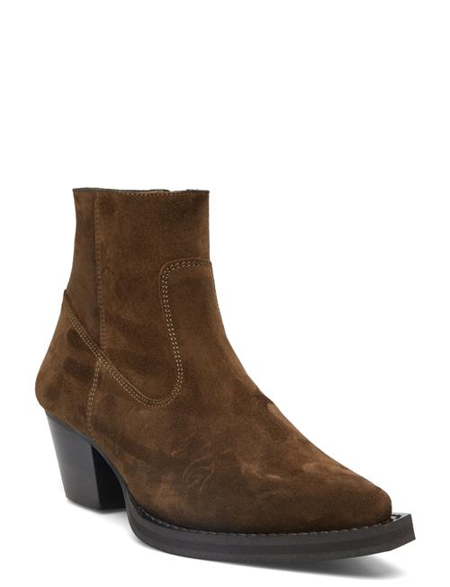 Bootie - Block Heel - With Zippe ANGULUS Brown