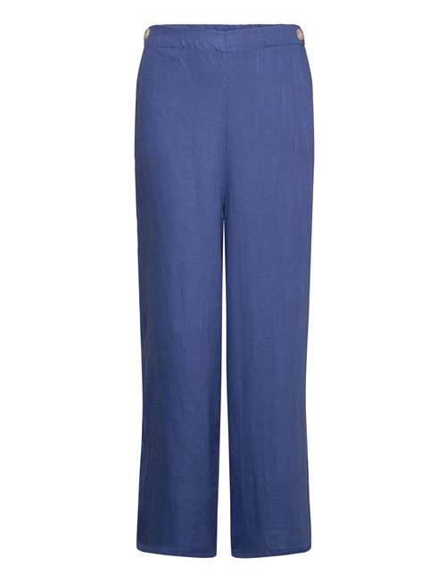 Linen Trousers With Buttons Mango Blue