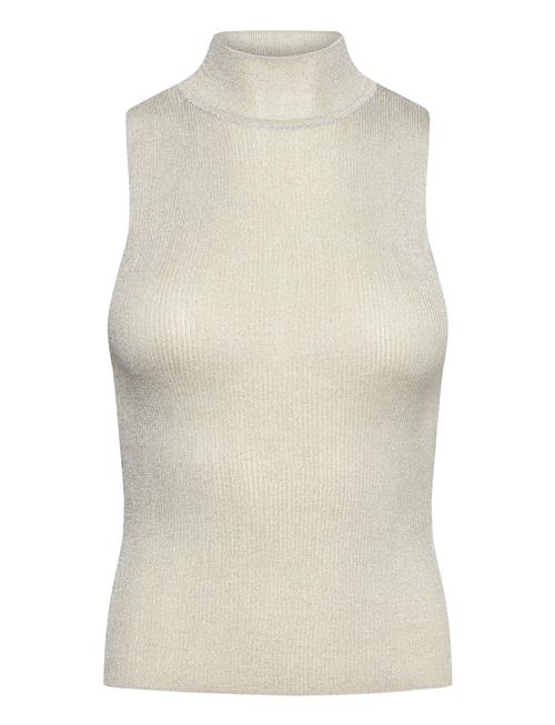 Lurex Knitted Top With Perkins Neck Mango Silver