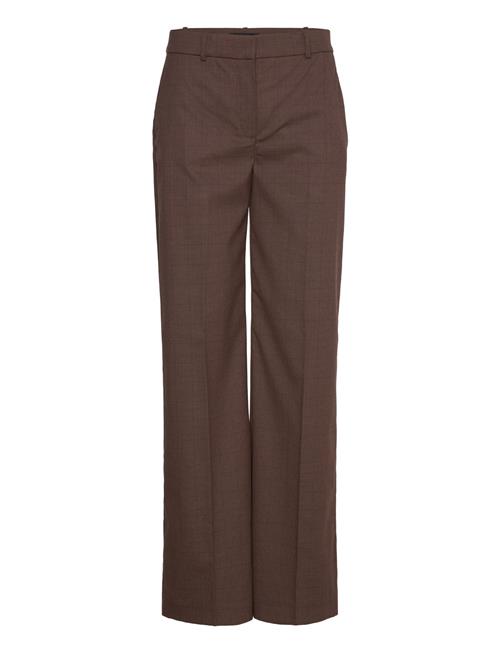 Mango Straight Checked Trousers Mango Brown