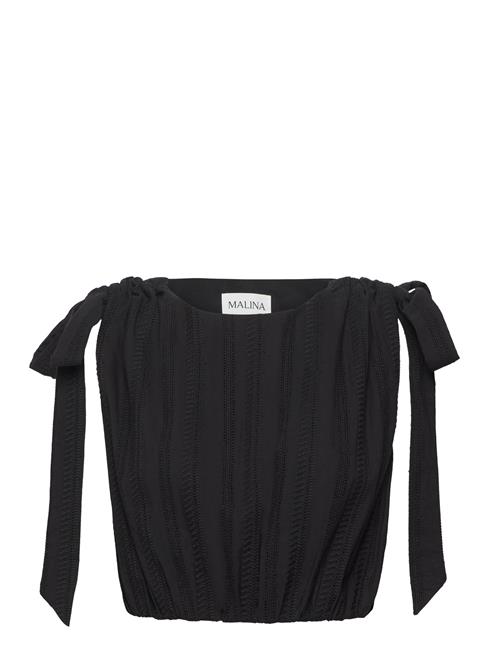 Kala Embroidered Cotton Cropped Top Malina Black