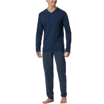 Schiesser Casual Essentials Long Sleeve Pyjamas Marineblå bomuld Small Herre