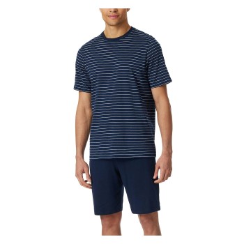 Schiesser Casual Essentials Short Sleeve Pyjama Mørkblå bomuld Small Herre