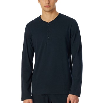 Schiesser Mix and Relax Long Shirt Button Placket Mørkblå bomuld Medium Herre