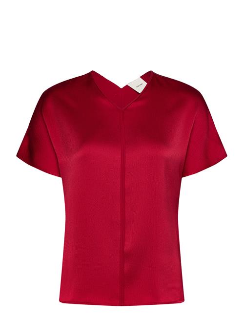 Calvin Klein Hammered Satin V Neck Ss Blouse Calvin Klein Red