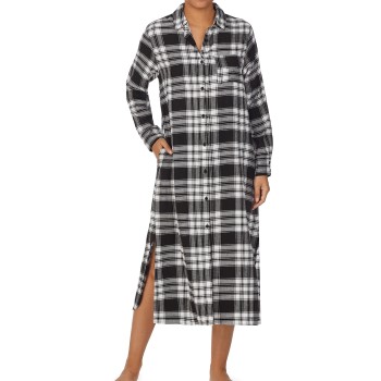 DKNY Just Checking In Maxi Sleepshirt Long Sleeve Sort/Ternet Large Dame