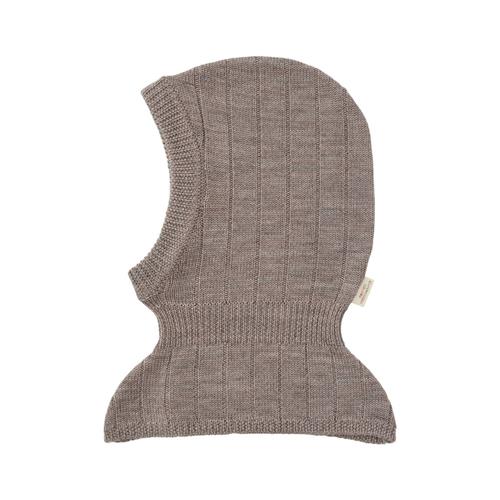 Copenhagen Colors Rib Knitted Balaclava In Merino Wool  Natural Melange | Beige | 44/46 cm