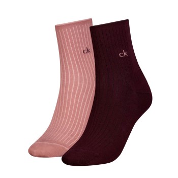 Calvin Klein Legwear Calvin Klein Strømper 2P Short Sock Roll Top Sort/Rosa Str 39/42 Dame