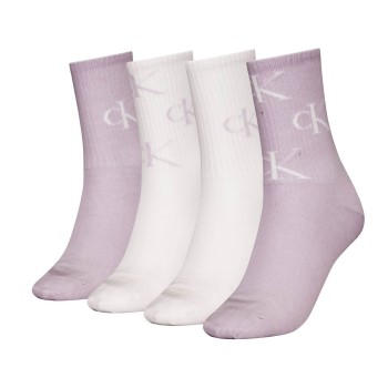 Calvin Klein Legwear Calvin Klein Strømper 4P Women Aop Socks Gift Box Hvid/Violet One Size Dame