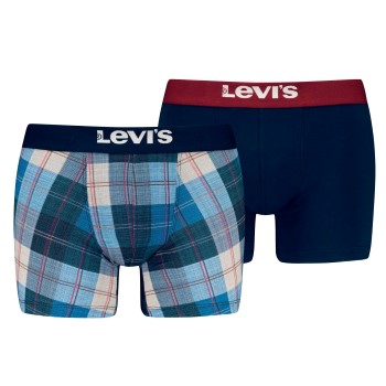 Levis 2P Plaid Aop Boxer Brief Marine/Blå bomuld Medium Herre