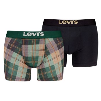 Levis 2P Plaid Aop Boxer Brief Sort/Grøn bomuld Large Herre