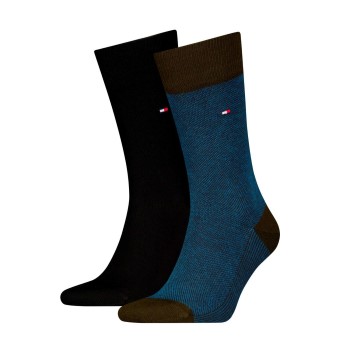 Tommy Hilfiger Legwear Tommy Hilfiger Strømper 2P Men Birdeye Sock Blå/Brun Str 39/42 Herre