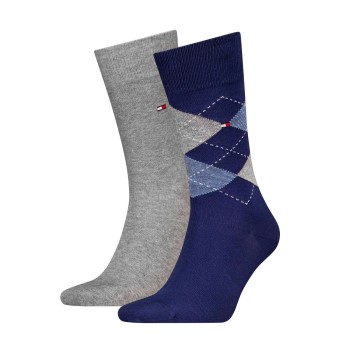 Tommy Hilfiger Legwear Tommy Hilfiger Strømper 2P Men Sock Check Blå/Grå Str 39/42 Herre