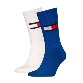 Tommy Hilfiger Legwear Tommy Men Uni TJ Flag Socks Strømper 2P Hvid/Blå Str 39/42