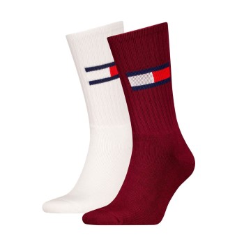 Tommy Hilfiger Legwear Tommy Men Uni TJ Flag Socks Strømper 2P Hvid/Rød Str 39/42