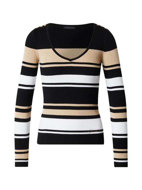 Se GUESS Pullover 'Evie'  sand / sort / hvid ved About You