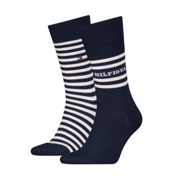 Tommy Hilfiger Legwear Tommy Hilfiger Strømper 2P Men Breton Crew Socks Marineblå Str 39/42 Herre