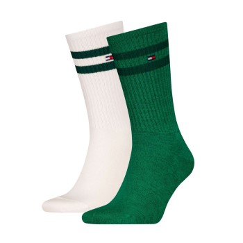 Tommy Hilfiger Legwear Tommy Hilfiger Strømper 2P Men Mouline Sport Socks Hvid/Grøn Str 39/42 Herre