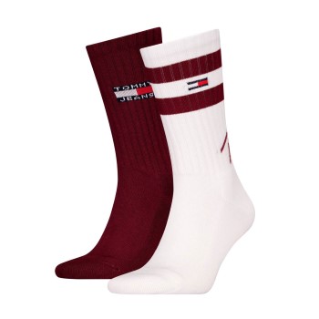 Tommy Hilfiger Legwear Tommy Hilfiger Strømper 2P Men Uni TJ Sport Socks Hvid/Rød Str 43/46 Herre