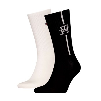 Tommy Hilfiger Legwear Tommy Hilfiger Strømper 2P Monogram Sock Sort/Hvid Str 39/42 Herre