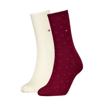 Tommy Hilfiger Legwear Tommy Hilfiger Strømper 2P Women Dot Sock Hvid/Rød Str 39/42 Dame